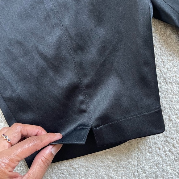 Chelsea Mak Black Satin Bermuda Shorts - Picture 2 of 5